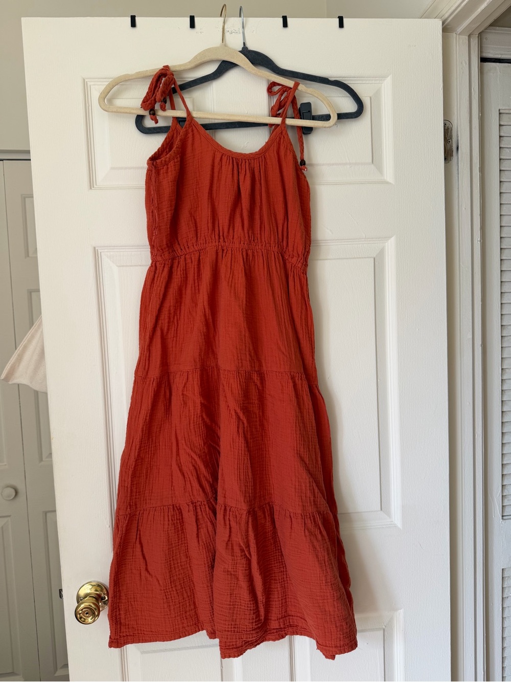 Lucky Brand Women’s Tie-Shoulder Maxi Dress in Rust